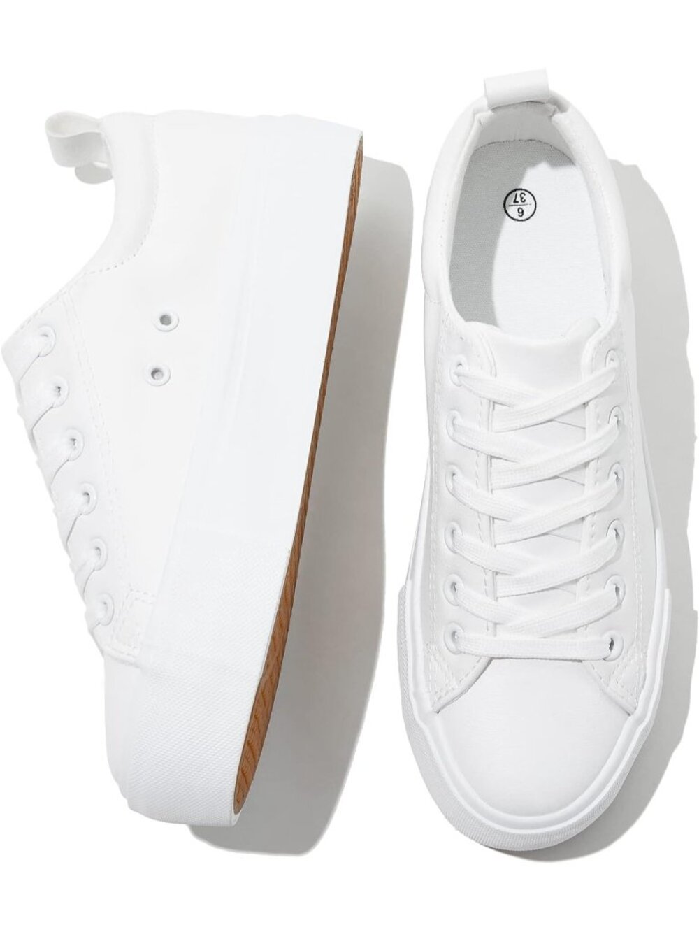 Womens White Faux Leather Sneakers PU Leather Shoes Slip Resistant Sneakers